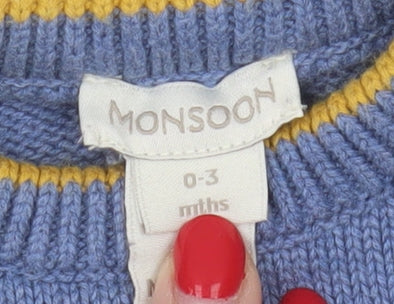 Monsoon Blue Unisex Baby Jumper, 0-3 Months