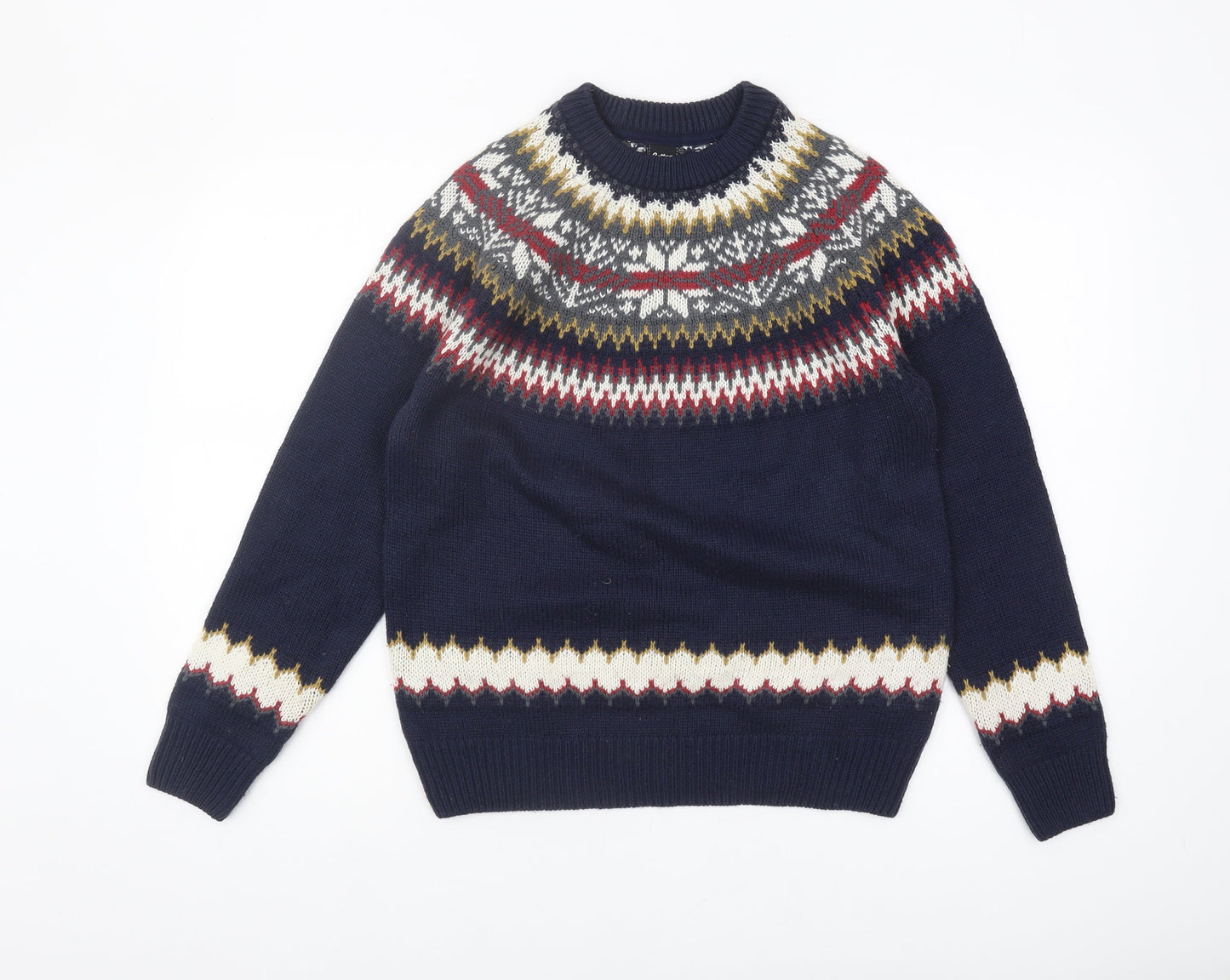 Cotton Traders Men's Blue Fair Isle Pullover S