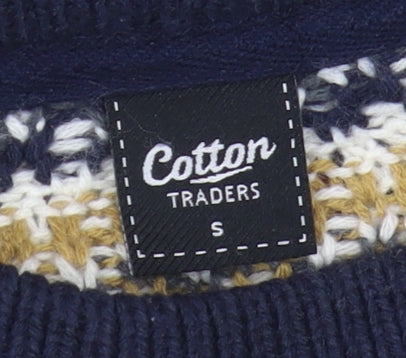 Cotton Traders Men's Blue Fair Isle Pullover S