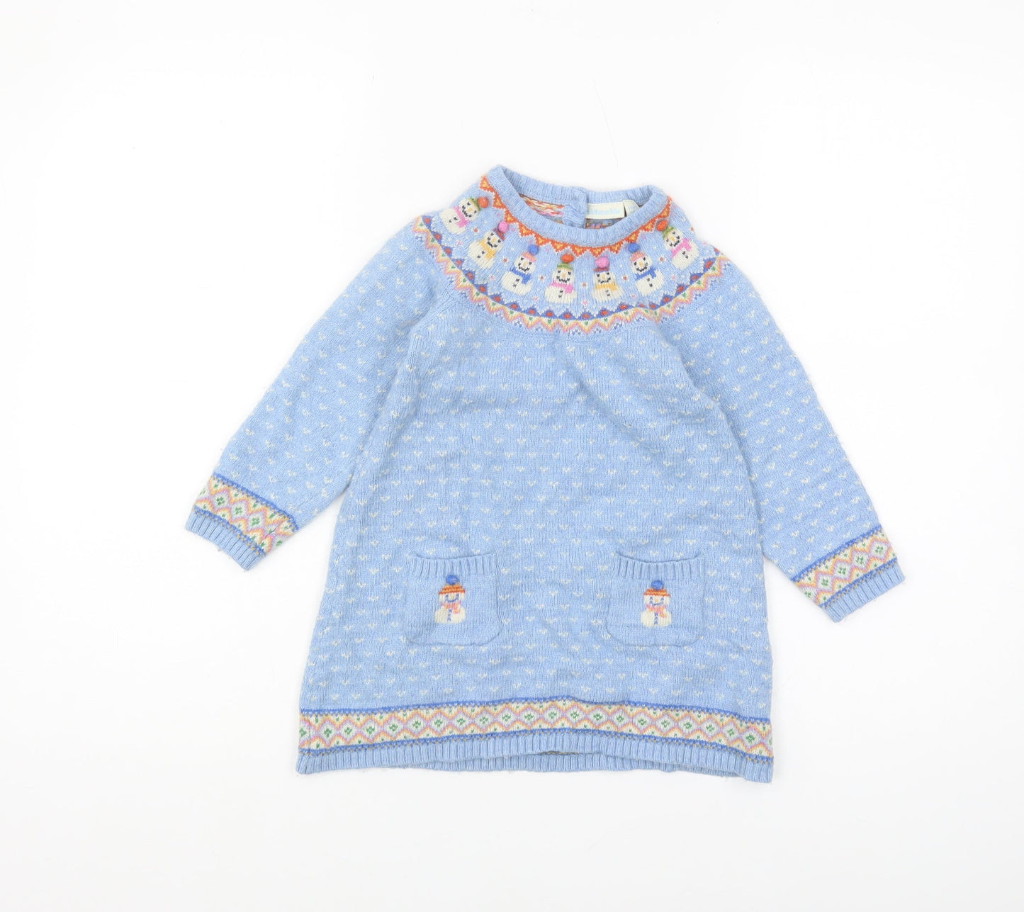 JoJo Maman Bébé Blue Girls Winter Pullover Jumper 5 Years