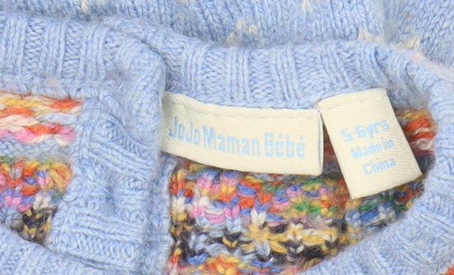 JoJo Maman Bébé Blue Girls Winter Pullover Jumper 5 Years