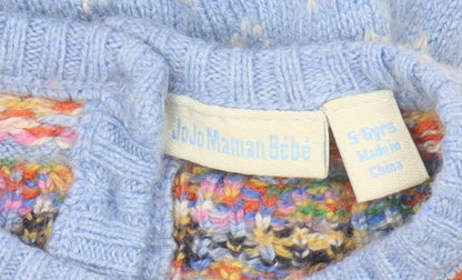 JoJo Maman Bébé Blue Girls Winter Pullover Jumper 5 Years