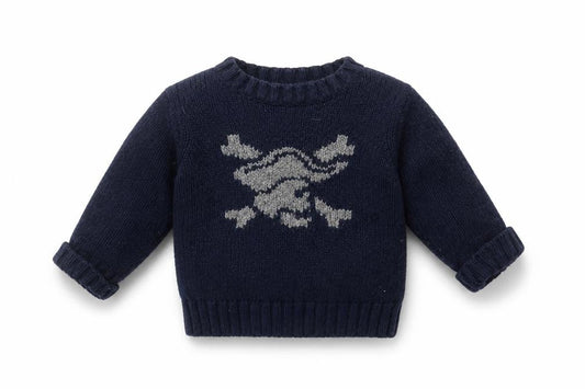 Gap Unisex Blue Skull Knit Pullover Jumper, 12-18 Months