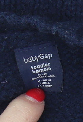 Gap Unisex Blue Skull Knit Pullover Jumper, 12-18 Months
