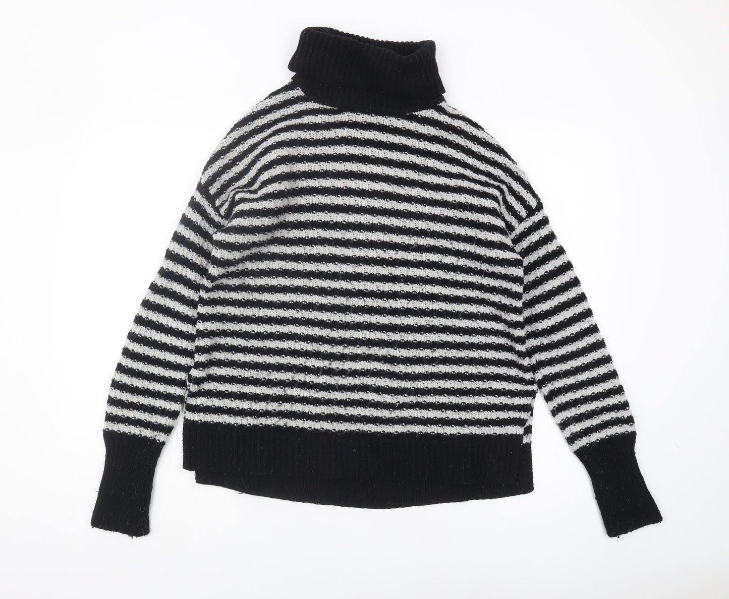 GAP Women's Black Striped Roll Neck Pullover Jumper S