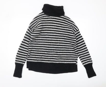 GAP Women's Black Striped Roll Neck Pullover Jumper S
