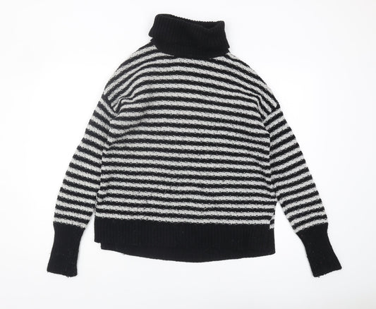 GAP Women's Black Striped Roll Neck Pullover Jumper S