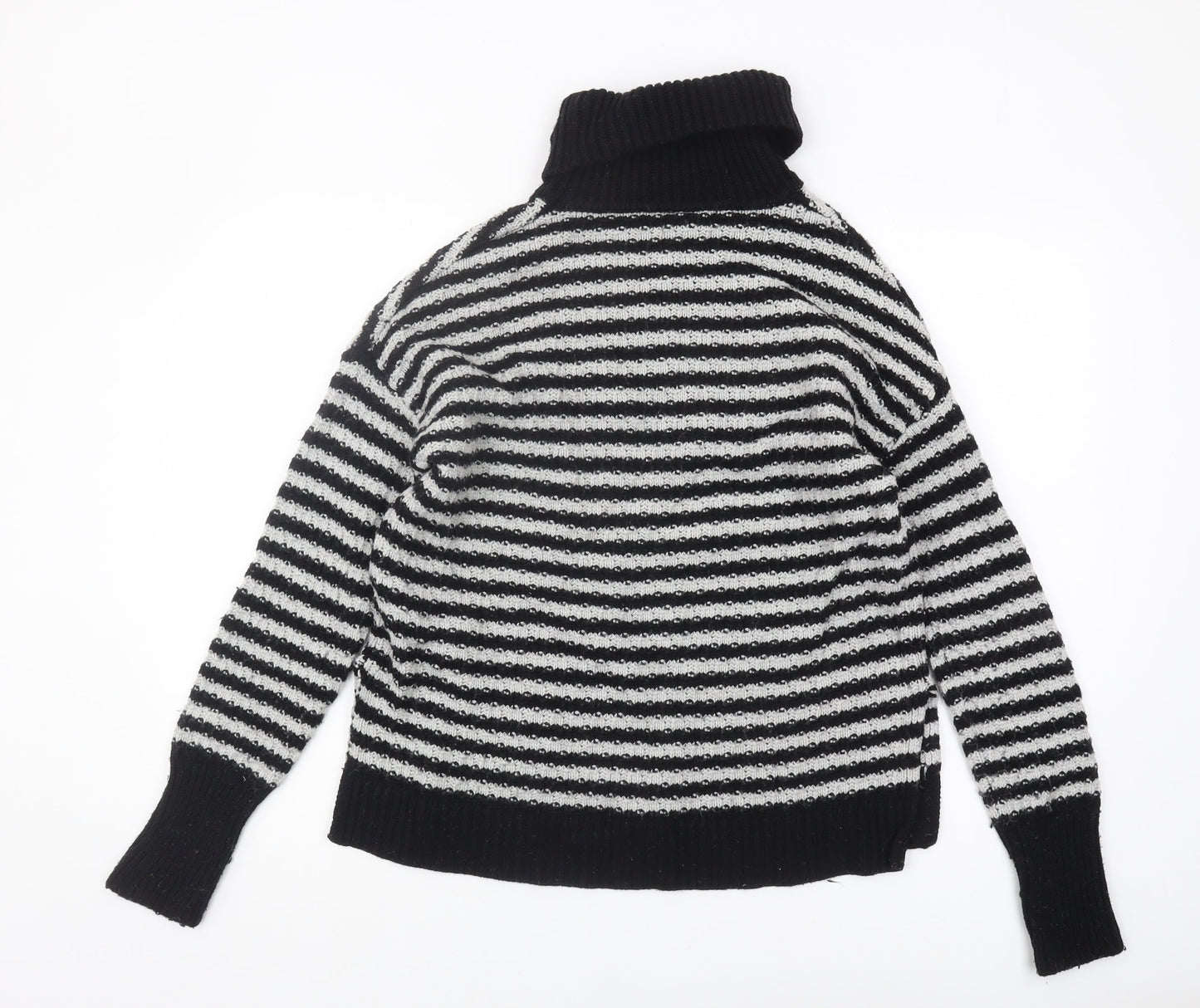 GAP Women's Black Striped Roll Neck Pullover Jumper S