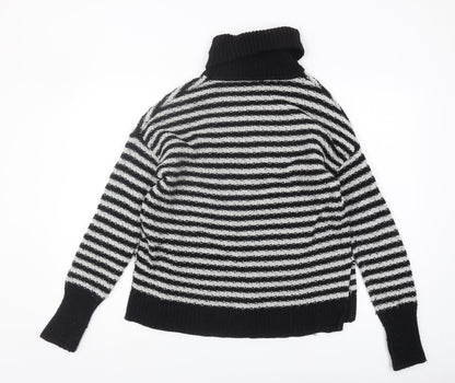 GAP Women's Black Striped Roll Neck Pullover Jumper S