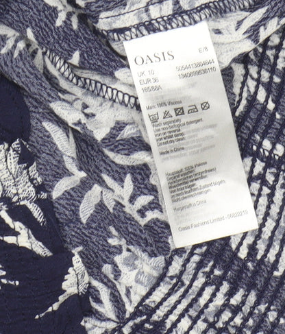 Oasis Women's Blue Floral Top, Size 10, Viscose