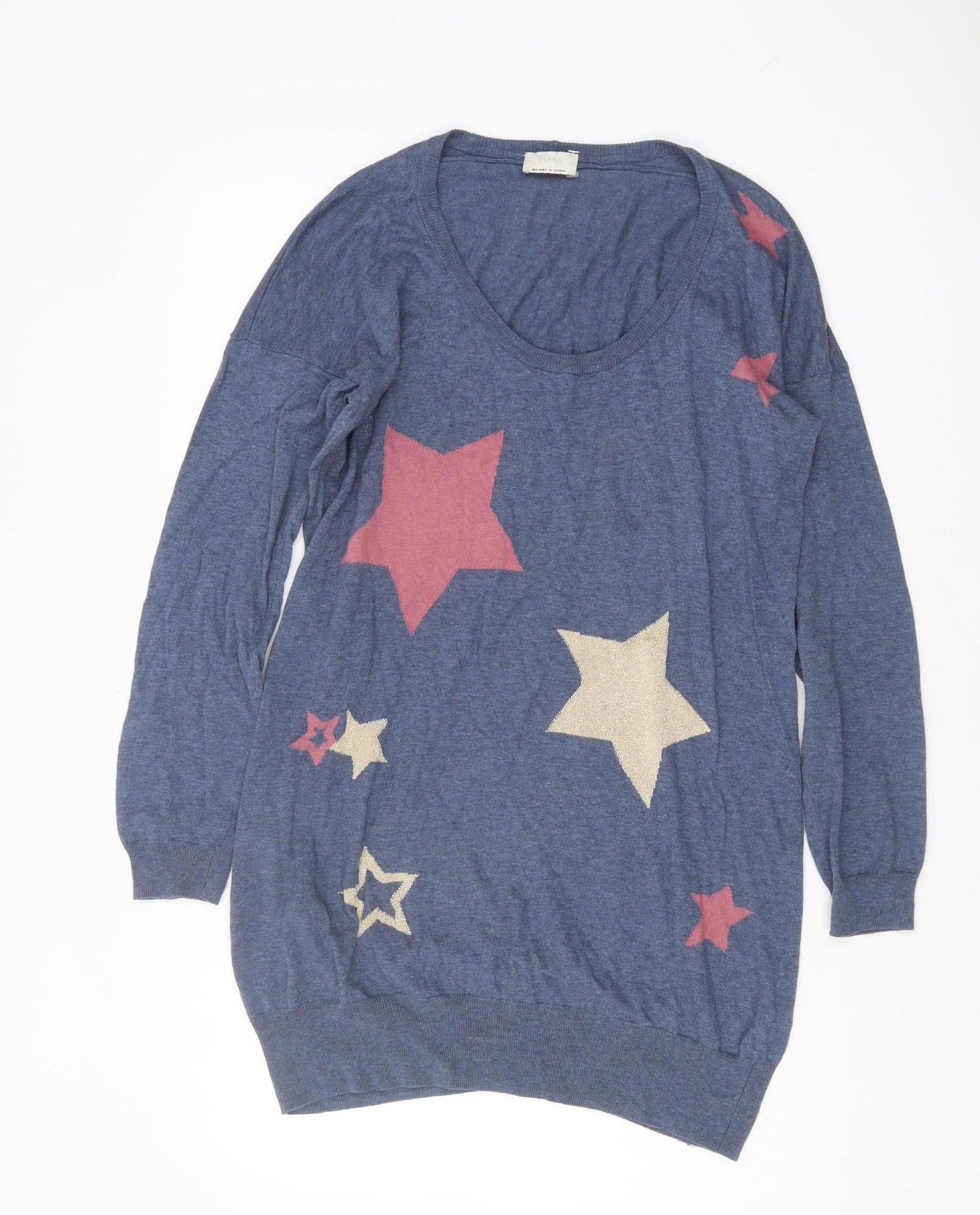 Womens UK Size S Wrap Blue Pullover Jumper