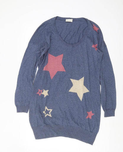 Womens UK Size S Wrap Blue Pullover Jumper