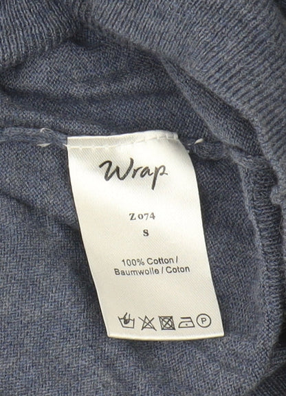 Womens UK Size S Wrap Blue Pullover Jumper