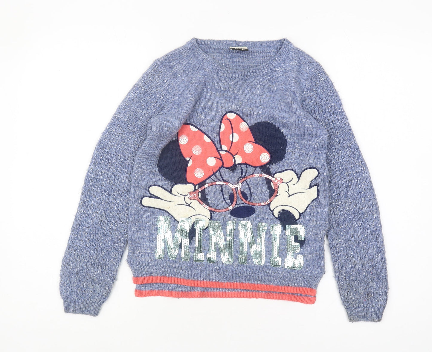 Disney Minnie Mouse Blue Pullover Jumper Girls 9-10 Years