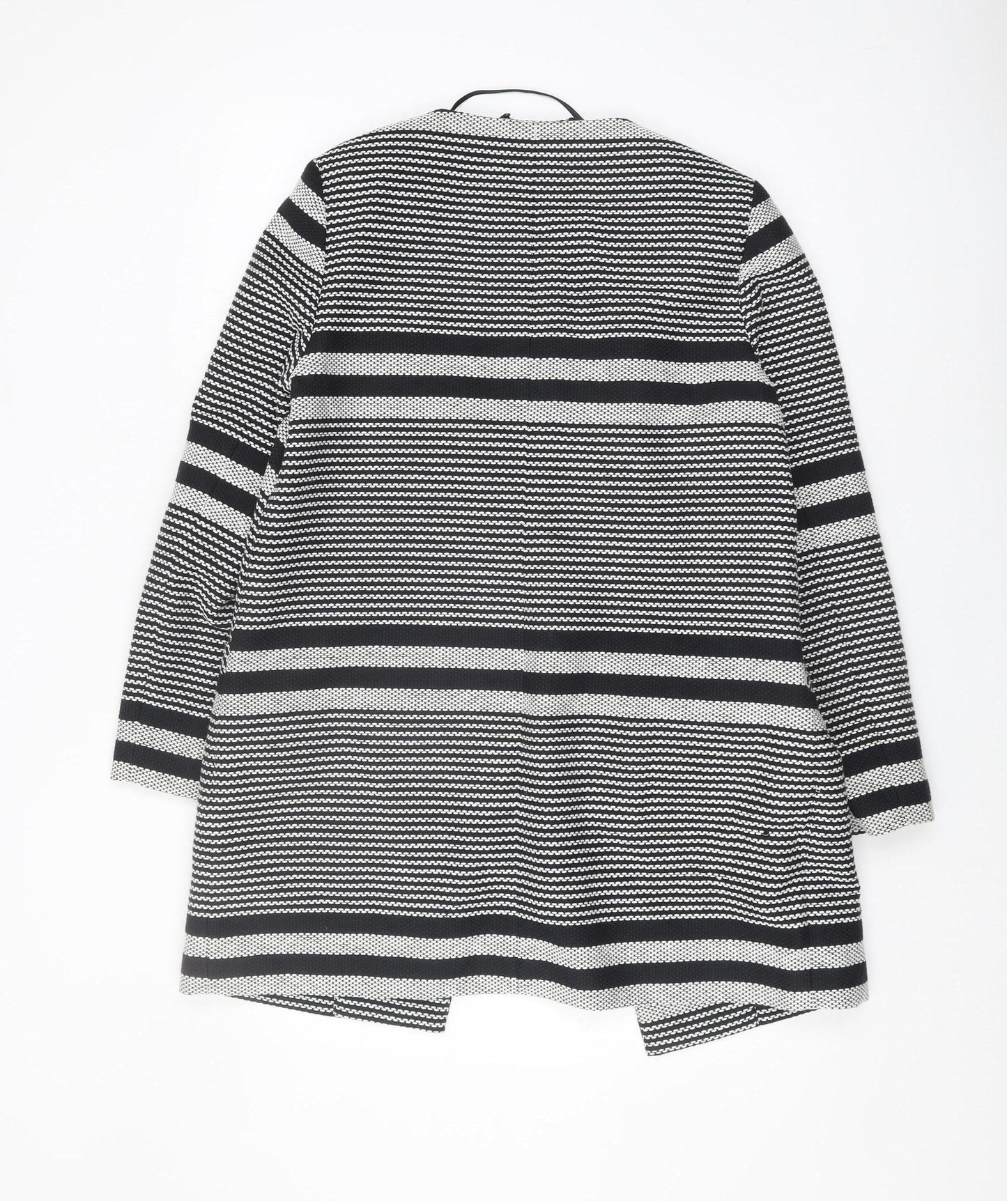 PURE Collection Women's Black Striped Long Coat Size 12