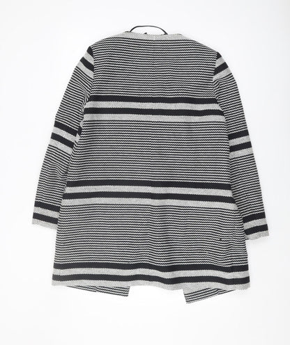 PURE Collection Women's Black Striped Long Coat Size 12