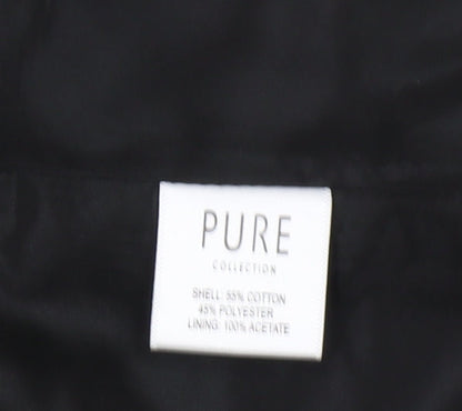 PURE Collection Women's Black Striped Long Coat Size 12