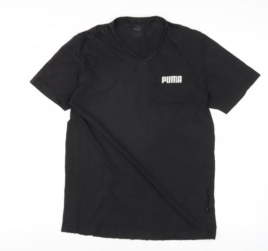 Puma Men's Black Crew Neck T-Shirt, Size M, Cotton