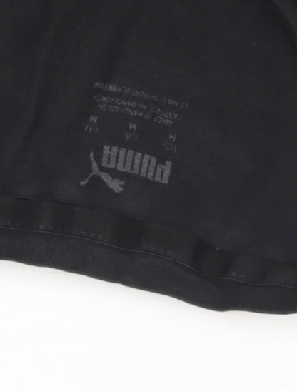 Puma Men's Black Crew Neck T-Shirt, Size M, Cotton