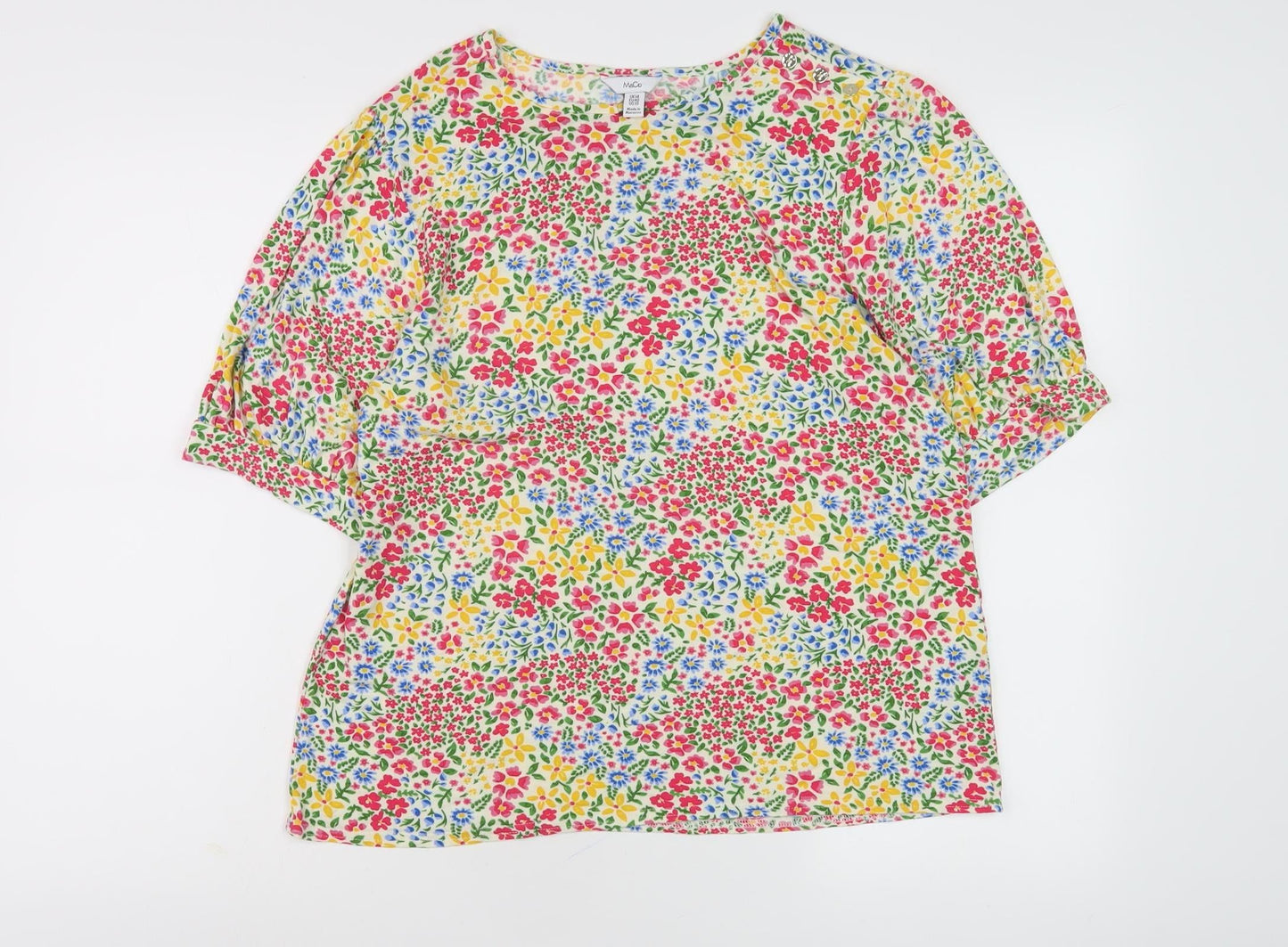 M&Co Women's Multicoloured Floral Top, Size 14