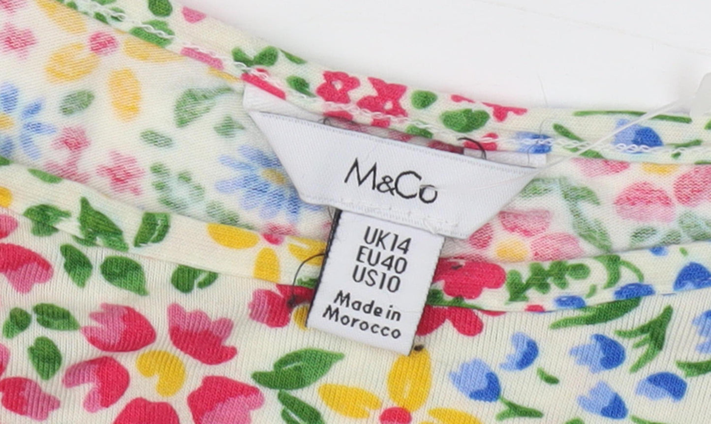 M&Co Women's Multicoloured Floral Top, Size 14