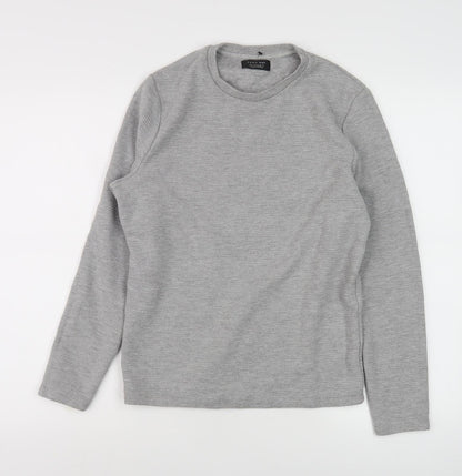 Zara Men's Grey Long Sleeve Knit Top, Size S