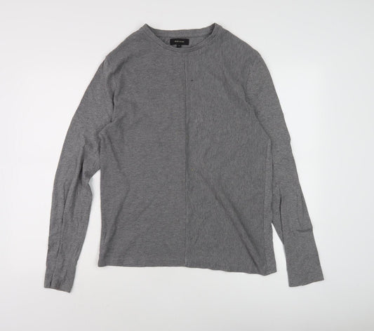 River Island Men's Grey Long Sleeve T-Shirt S