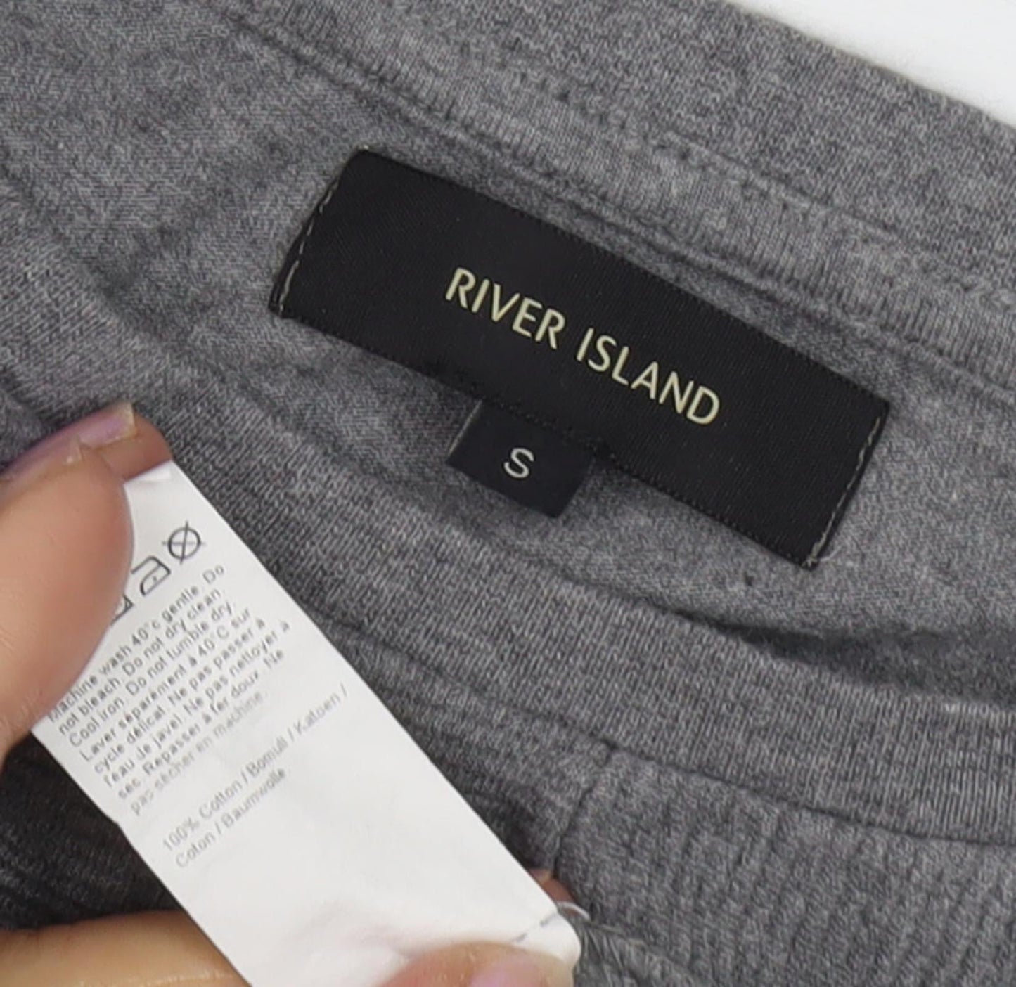 River Island Men's Grey Long Sleeve T-Shirt S