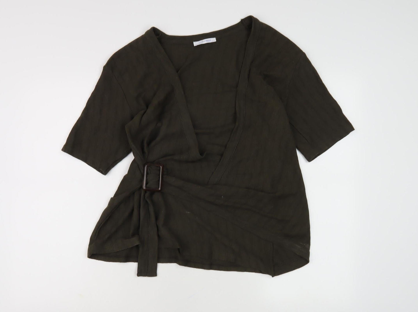 Womens UK Size M Zara Green Wrap Blouse