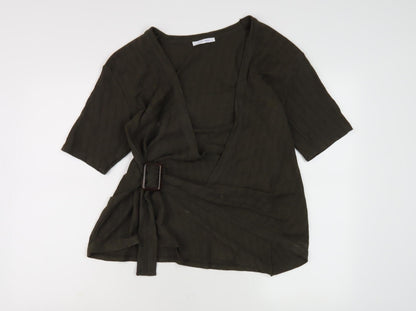 Womens UK Size M Zara Green Wrap Blouse