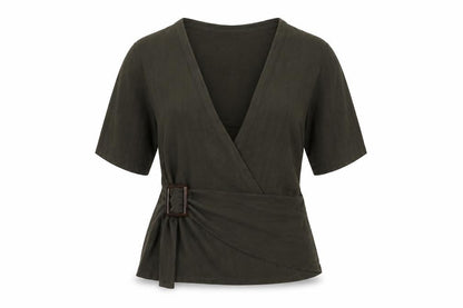 Womens UK Size M Zara Green Wrap Blouse