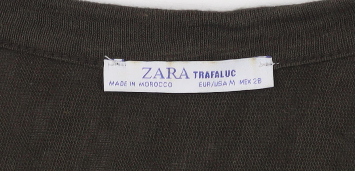 Womens UK Size M Zara Green Wrap Blouse