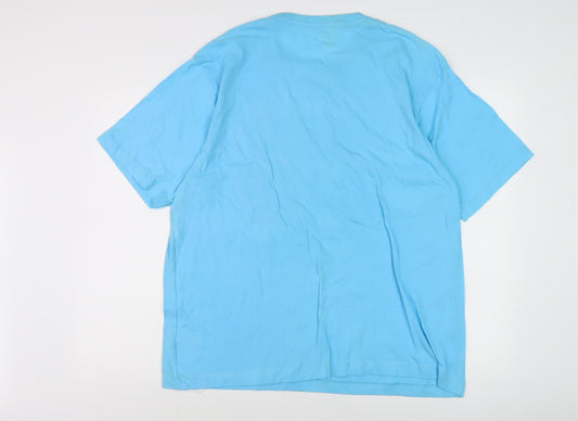 Marks and Spencer Blue Nautical T-Shirt, Size L, V-Neck, Blue