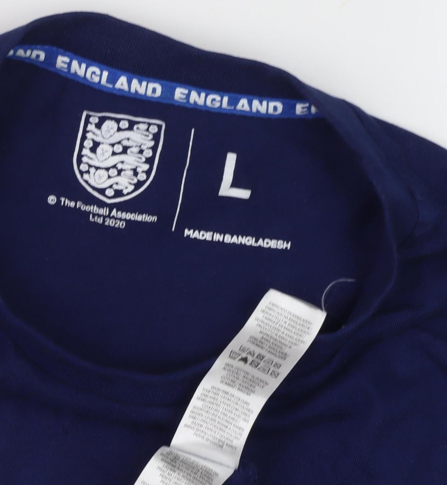 Men's Blue England Sports T-Shirt L, Cotton, Logo, Crew Neck