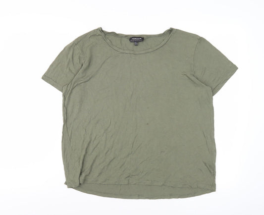 Womens UK Size 16 Warehouse Green Basic T-Shirt