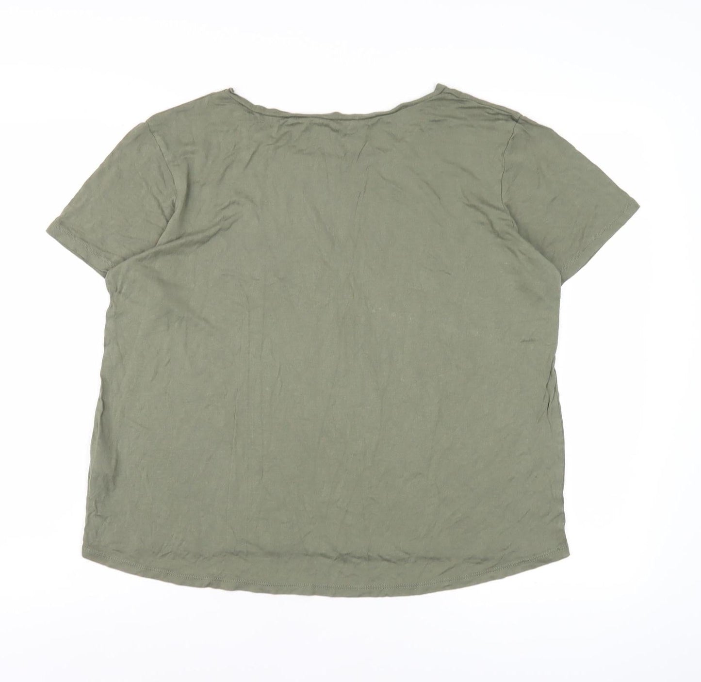 Womens UK Size 16 Warehouse Green Basic T-Shirt