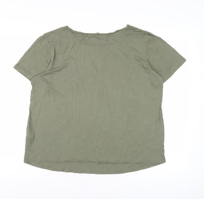 Womens UK Size 16 Warehouse Green Basic T-Shirt