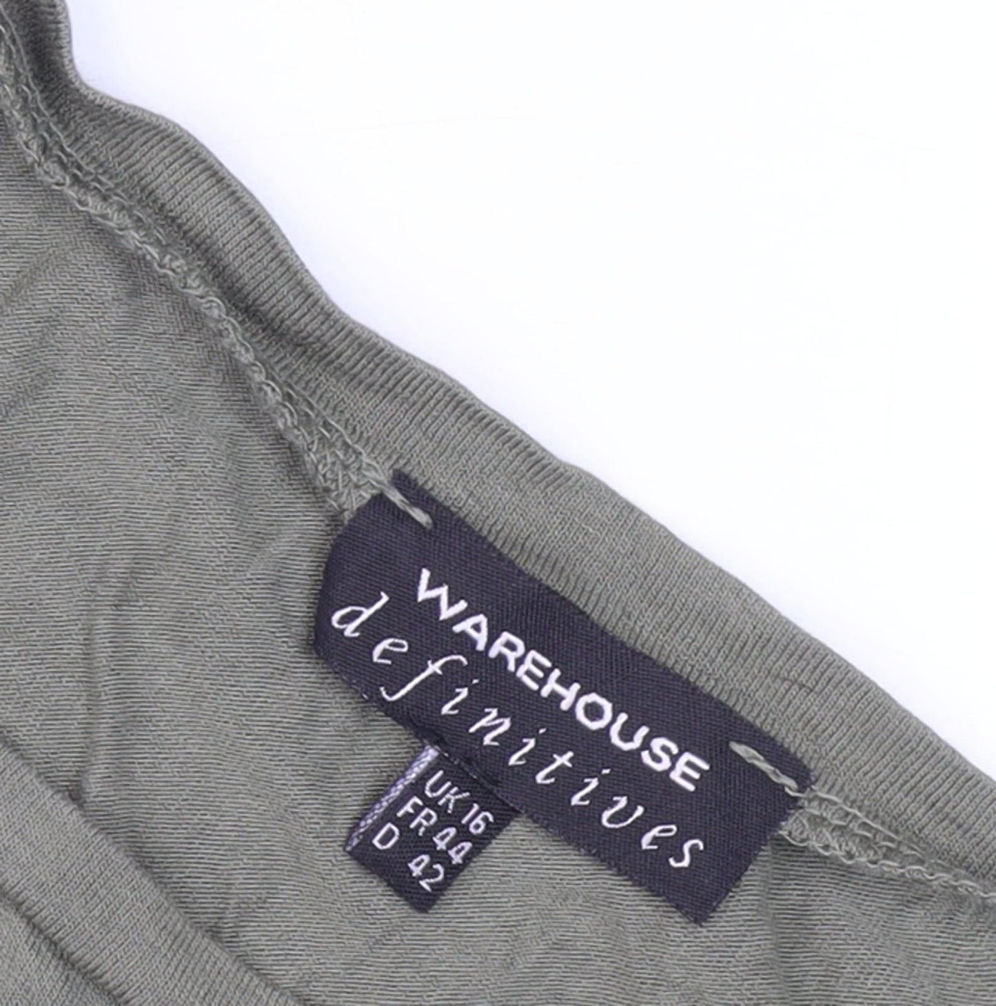 Womens UK Size 16 Warehouse Green Basic T-Shirt