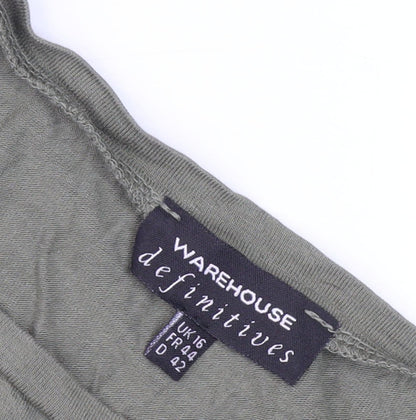 Womens UK Size 16 Warehouse Green Basic T-Shirt