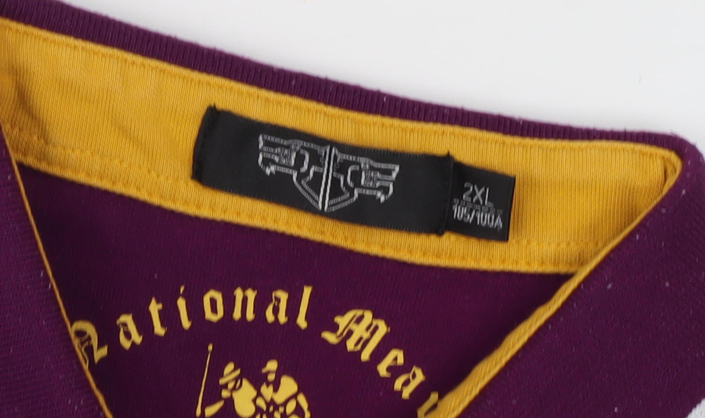 Men's Purple Polo 2XL Short Sleeve Cotton