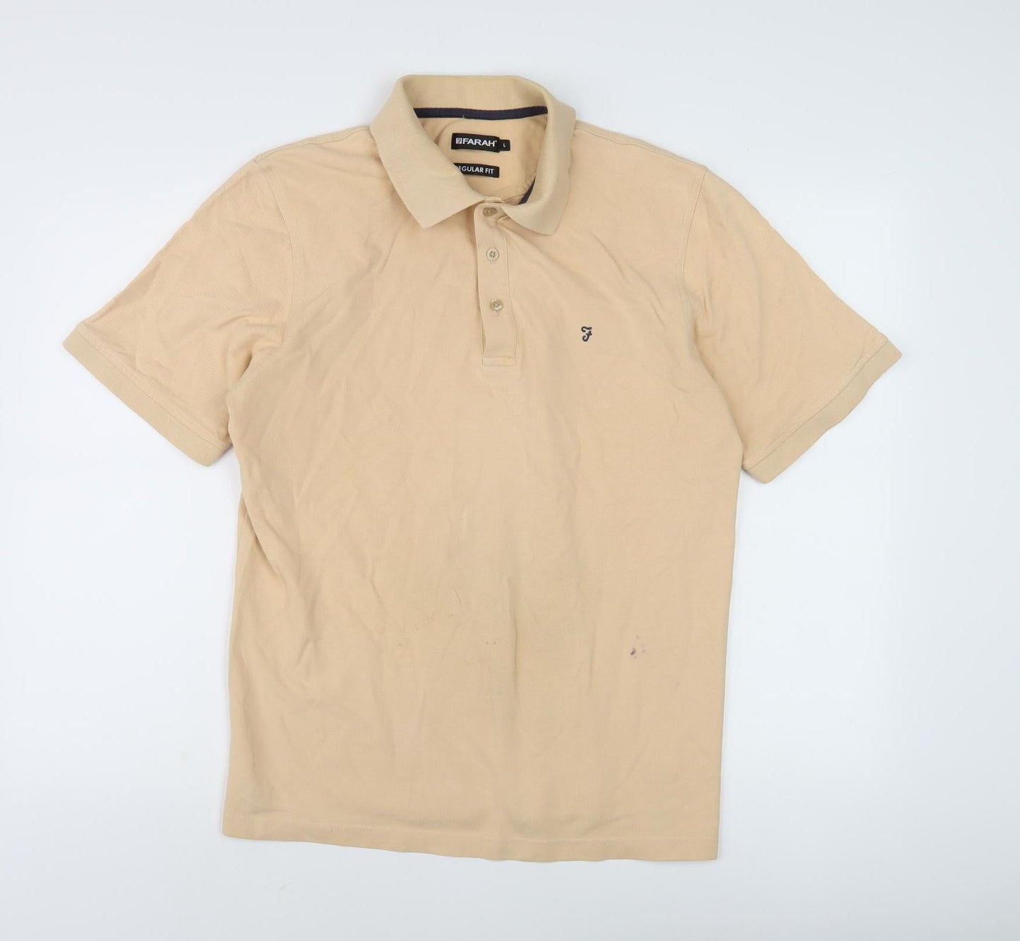 Farah Men's Beige Polo Shirt L Regular Fit