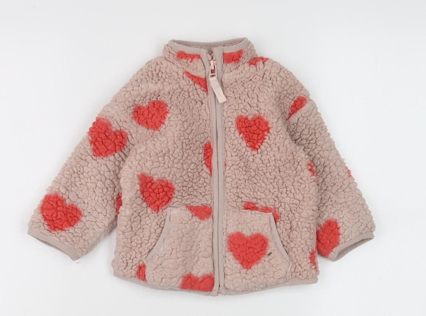 Marks and Spencer Girls Pink Heart Jacket, 12 Months
