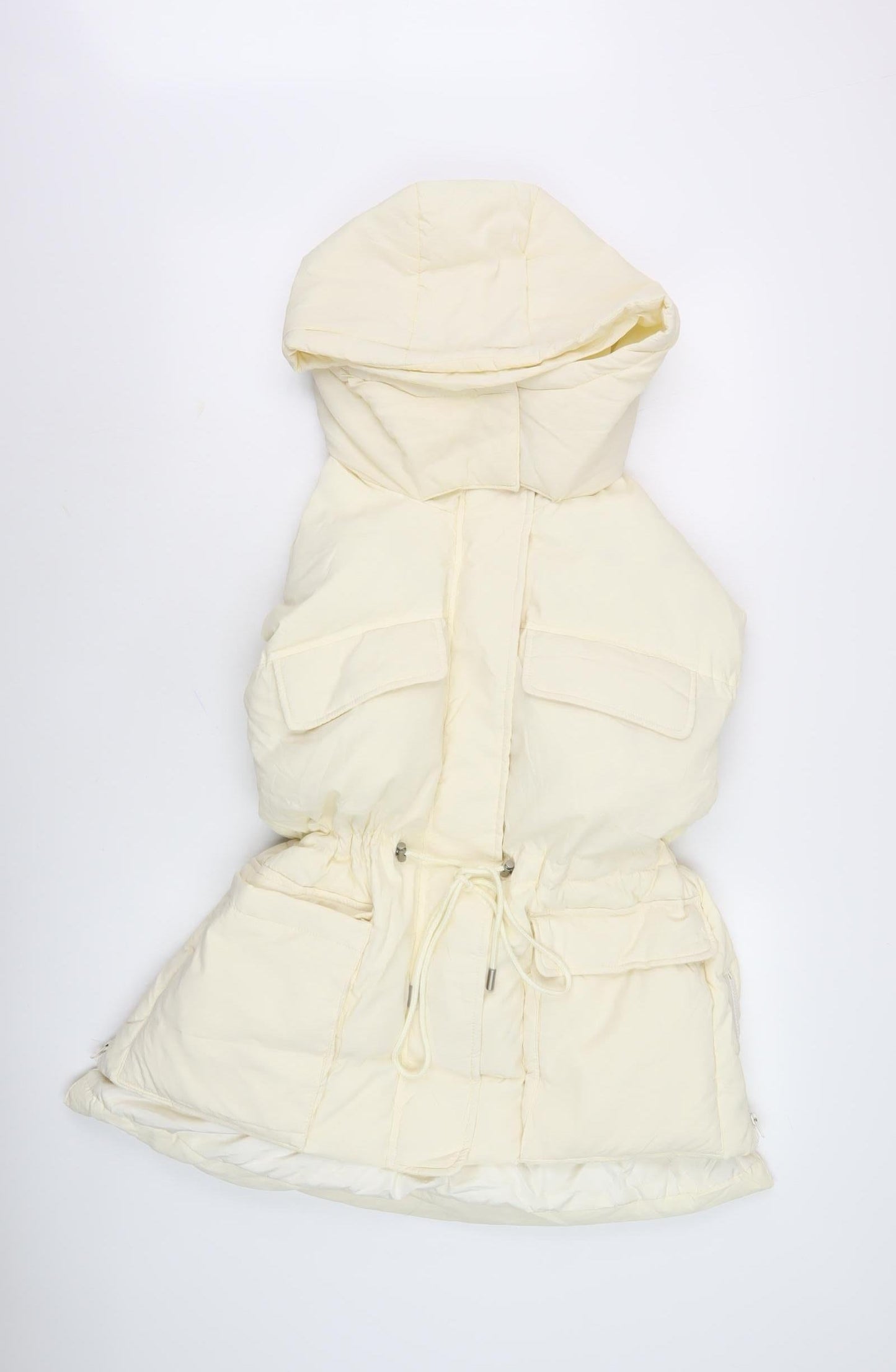 DESRAY Women's Ivory Long Parka Size 6 Zip Casual