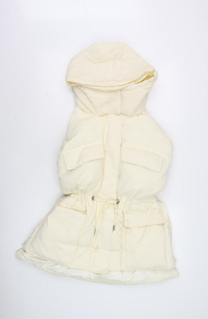 DESRAY Women's Ivory Long Parka Size 6 Zip Casual