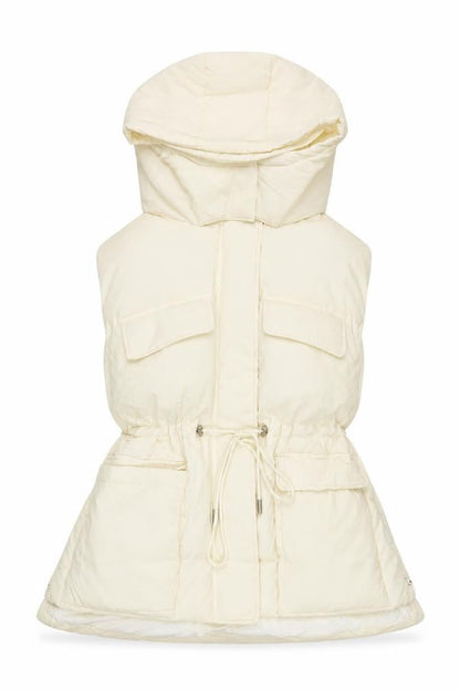 DESRAY Women's Ivory Long Parka Size 6 Zip Casual