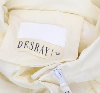 DESRAY Women's Ivory Long Parka Size 6 Zip Casual