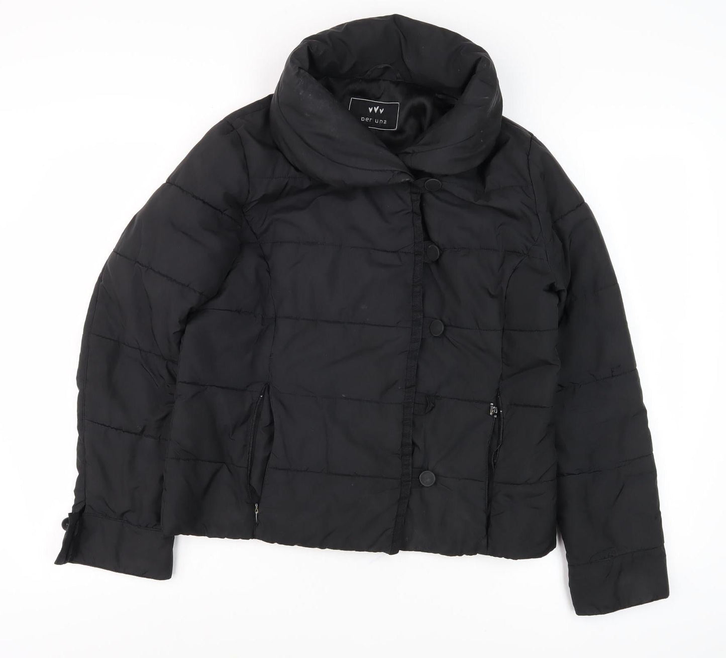 Womens UK Size 12 Per Una Black Puffer Jacket