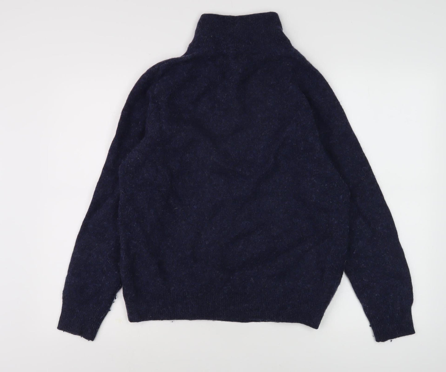 John Lewis Men's Blue Wool High Neck Full Zip Jumper XL