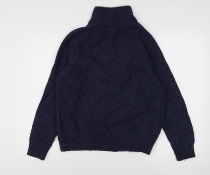 John Lewis Men's Blue Wool High Neck Full Zip Jumper XL