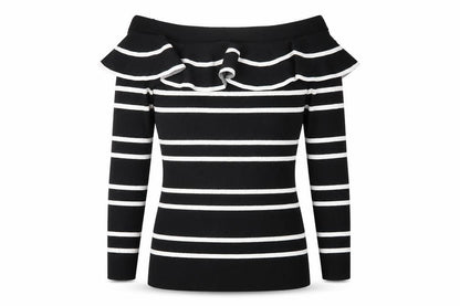 Next Women Black Striped Pullover Jumper Size 16